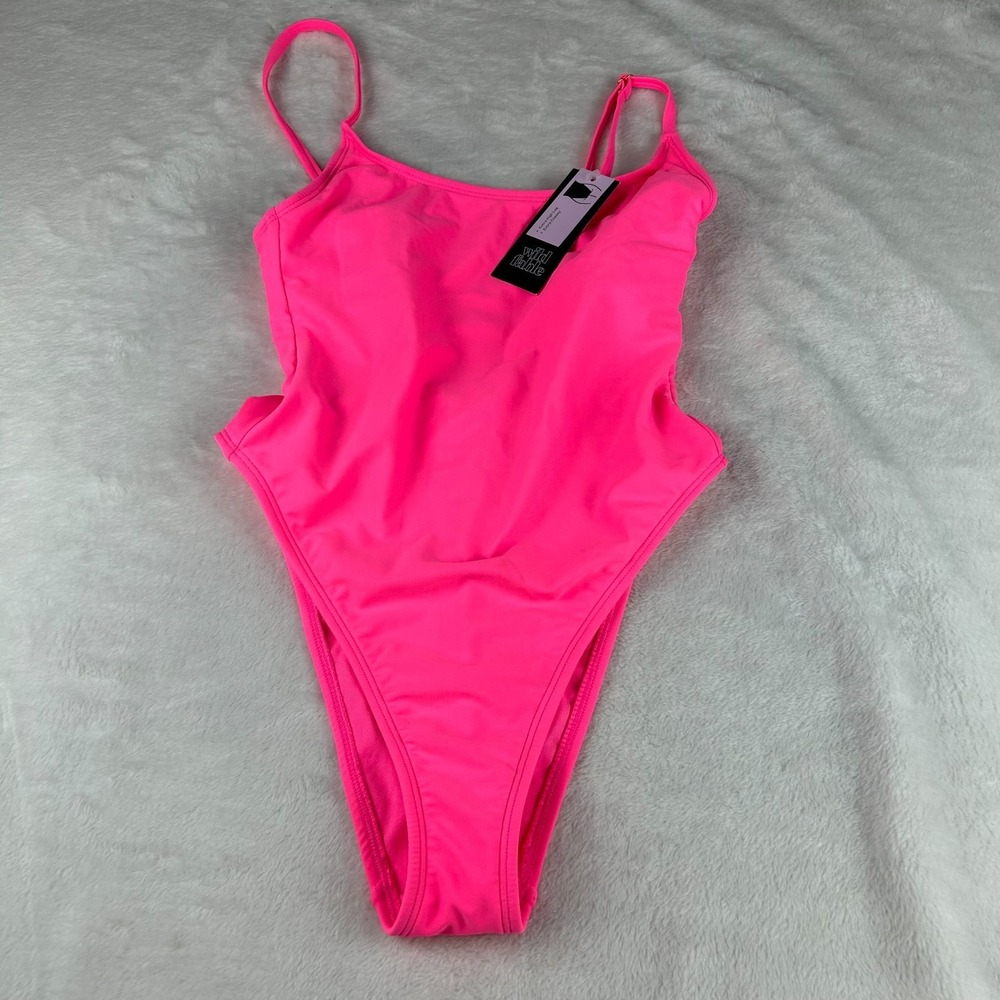 Wild Fable One Piece Swimsuit Womens XS Neon Pink Extra Cheeky Ultra High Leg